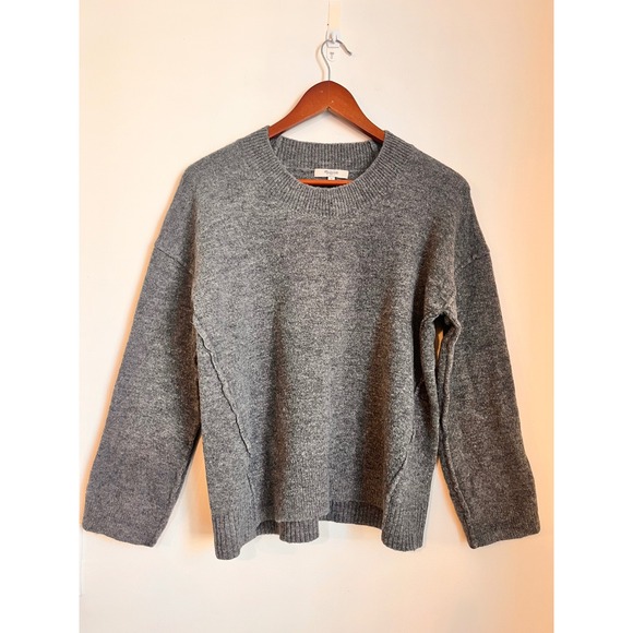 Madewell Sweaters - Madewell Gray Wool Blend Crewneck Sweater E1570 Dropped Shoulder Exposed Seam S